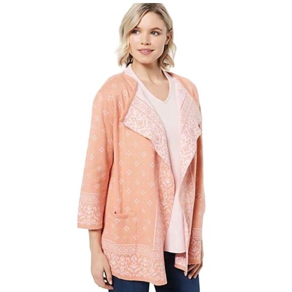 Isaac Mizrahi Jackets & Blazers - Isaac Mizrahi True Denim Jacquard Sweater BLUSH NWOT SIZE M